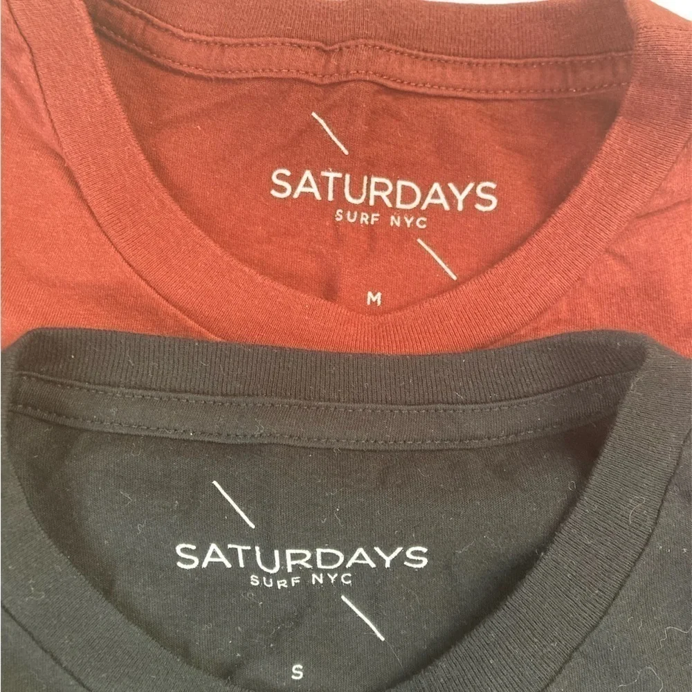 2 Saturday Surf NYC tees bundle black size small & red medium men’s - Picture 2 of 3